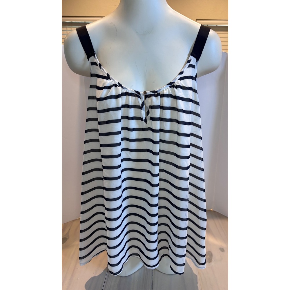 New Lane‎ Bryant Women's Size 16 White Black Striped Chiffon Cami Tank Top NWT